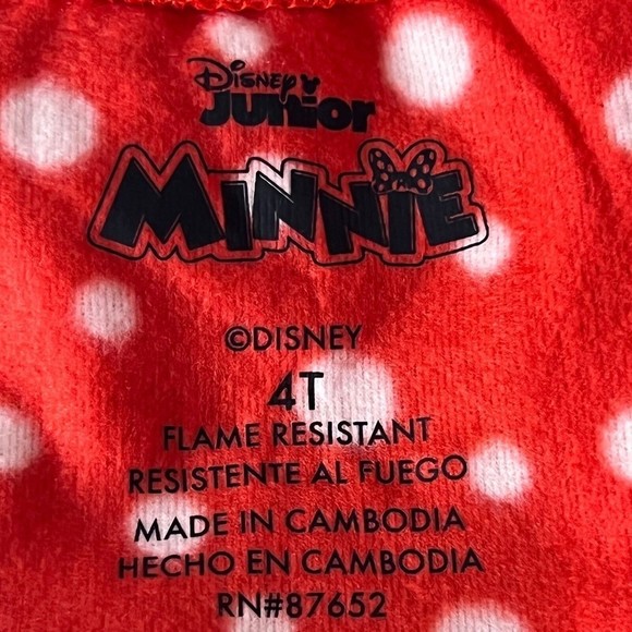 DISNEY Junior Minnie Mouse Pajama Girls Baby Red White Blanket Sleeper 4T New - Picture 5 of 8
